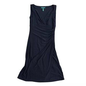 Vintage LAUREN RALPH LAUREN Dress Women's 6 Black V Neck Black Sleeveless​​​